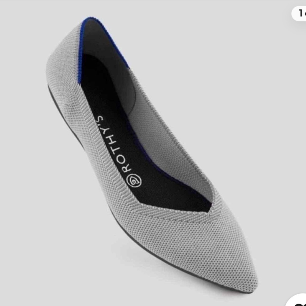 Rothy’s Light Grey Flax Birdseye in Point Flats